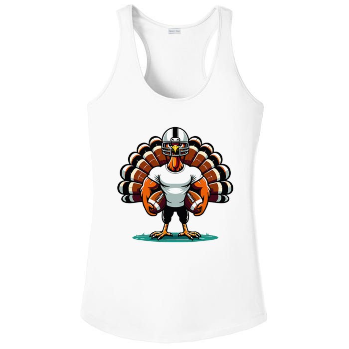 Turkey Day Football Player Fall Thanksgiving Ladies PosiCharge Competitor Racerback Tank