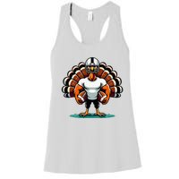 Turkey Day Football Player Fall Thanksgiving Women's Racerback Tank