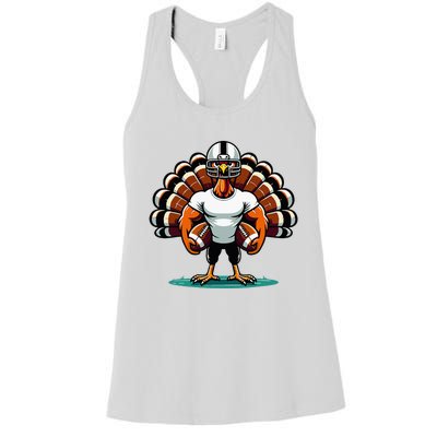 Turkey Day Football Player Fall Thanksgiving Women's Racerback Tank