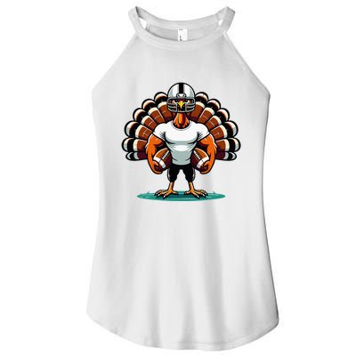 Turkey Day Football Player Fall Thanksgiving Women's Perfect Tri Rocker Tank