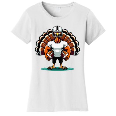 Turkey Day Football Player Fall Thanksgiving Women's T-Shirt