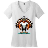 Turkey Day Football Player Fall Thanksgiving Women's V-Neck T-Shirt