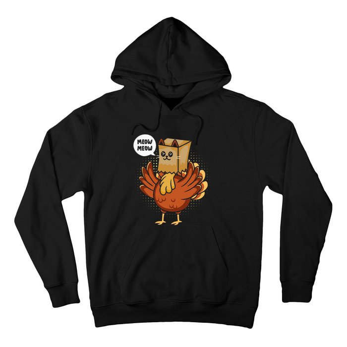 Thanksgiving Day Fake Cat Turkey Meow Animal Farmer Hoodie