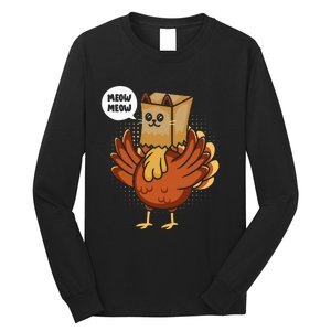 Thanksgiving Day Fake Cat Turkey Meow Animal Farmer Long Sleeve Shirt