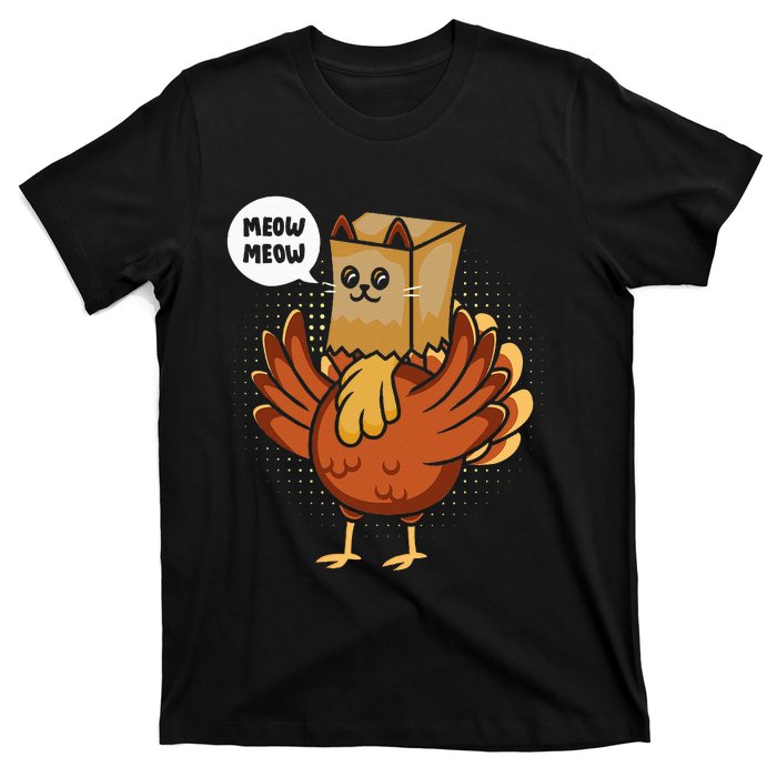 Thanksgiving Day Fake Cat Turkey Meow Animal Farmer T-Shirt