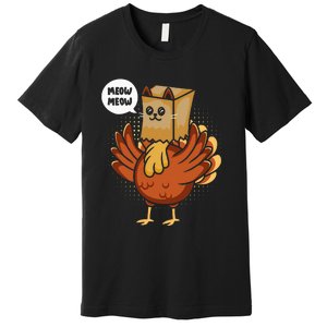 Thanksgiving Day Fake Cat Turkey Meow Animal Farmer Premium T-Shirt