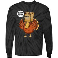 Thanksgiving Day Fake Cat Turkey Meow Animal Farmer Tie-Dye Long Sleeve Shirt