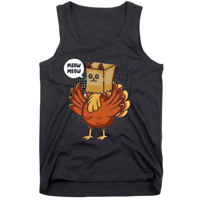 Thanksgiving Day Fake Cat Turkey Meow Animal Farmer Tank Top