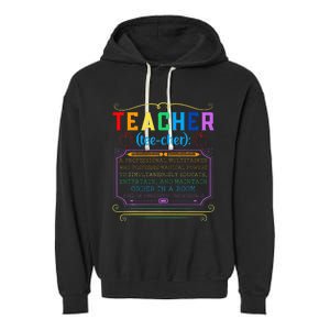 Teacher Definition Funny Teaching School Teacher Garment-Dyed Fleece Hoodie