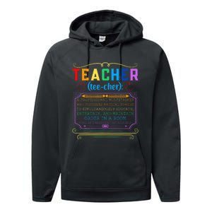 Teacher Definition Funny Teaching School Teacher Performance Fleece Hoodie