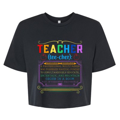 Teacher Definition Funny Teaching School Teacher Bella+Canvas Jersey Crop Tee