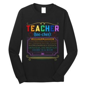 Teacher Definition Funny Teaching School Teacher Long Sleeve Shirt