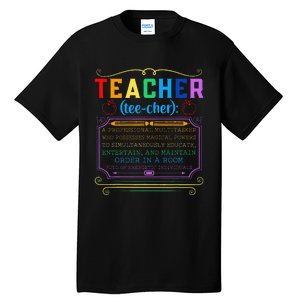 Teacher Definition Funny Teaching School Teacher Tall T-Shirt