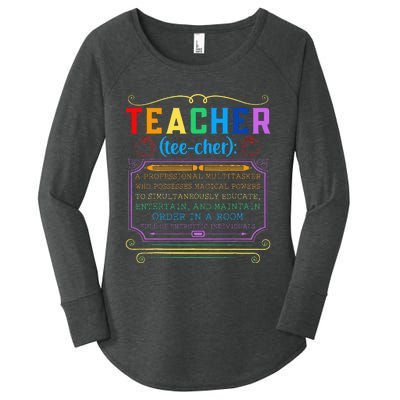 Teacher Definition Funny Teaching School Teacher Women's Perfect Tri Tunic Long Sleeve Shirt