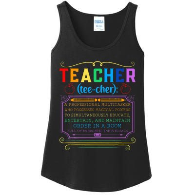 Teacher Definition Funny Teaching School Teacher Ladies Essential Tank