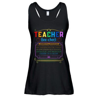 Teacher Definition Funny Teaching School Teacher Ladies Essential Flowy Tank