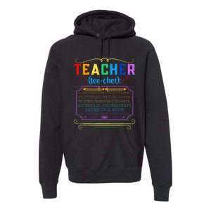 Teacher Definition Funny Teaching School Teacher Premium Hoodie