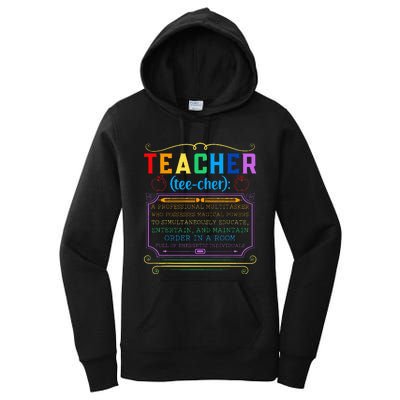 Teacher Definition Funny Teaching School Teacher Women's Pullover Hoodie