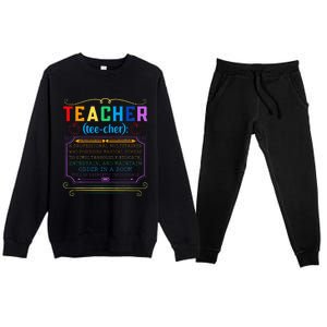 Teacher Definition Funny Teaching School Teacher Premium Crewneck Sweatsuit Set