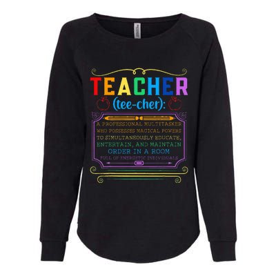 Teacher Definition Funny Teaching School Teacher Womens California Wash Sweatshirt