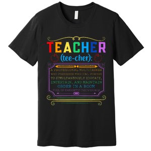 Teacher Definition Funny Teaching School Teacher Premium T-Shirt