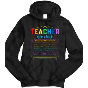 Teacher Definition Funny Teaching School Teacher Tie Dye Hoodie