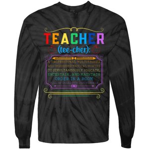 Teacher Definition Funny Teaching School Teacher Tie-Dye Long Sleeve Shirt