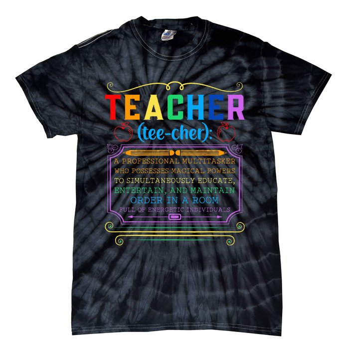 Teacher Definition Funny Teaching School Teacher Tie-Dye T-Shirt