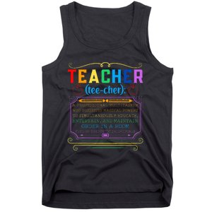 Teacher Definition Funny Teaching School Teacher Tank Top