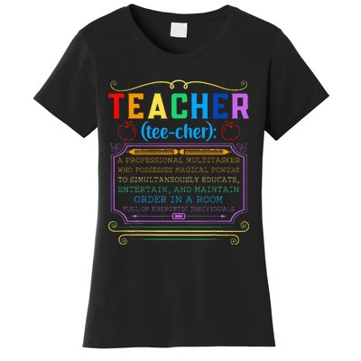 Teacher Definition Funny Teaching School Teacher Women's T-Shirt