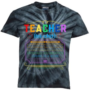 Teacher Definition Funny Teaching School Teacher Kids Tie-Dye T-Shirt