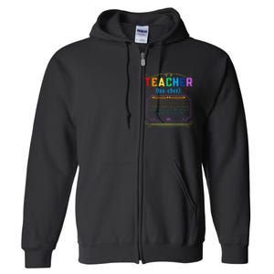 Teacher Definition Funny Teaching School Teacher Full Zip Hoodie