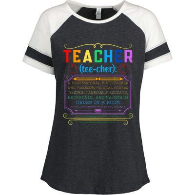 Teacher Definition Funny Teaching School Teacher Enza Ladies Jersey Colorblock Tee