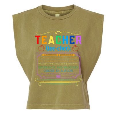 Teacher Definition Funny Teaching School Teacher Garment-Dyed Women's Muscle Tee