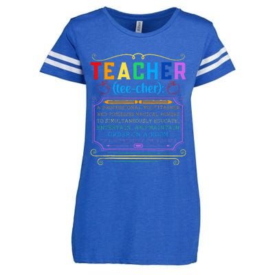 Teacher Definition Funny Teaching School Teacher Enza Ladies Jersey Football T-Shirt