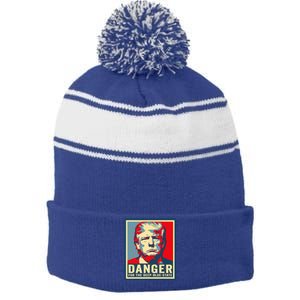 Trump Danger For The Deepbluestate Stripe Pom Pom Beanie