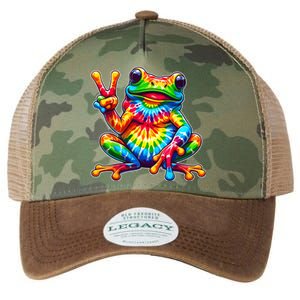 Tie Dye Frog Peace Sign Hippie Legacy Tie Dye Trucker Hat