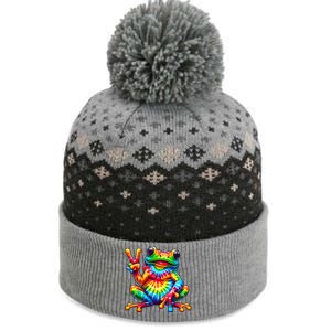 Tie Dye Frog Peace Sign Hippie The Baniff Cuffed Pom Beanie