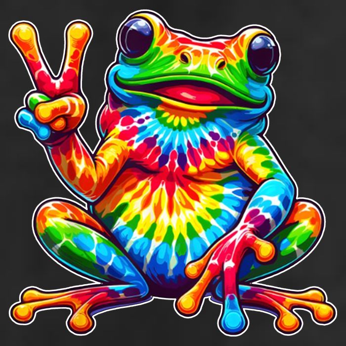 Tie Dye Frog Peace Sign Hippie 7 Panel Mesh Trucker Snapback Hat