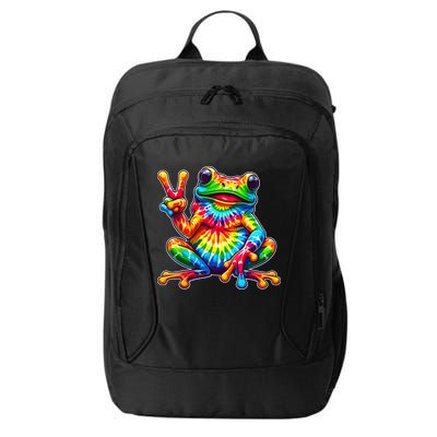 Tie Dye Frog Peace Sign Hippie City Backpack