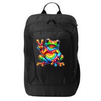 Tie Dye Frog Peace Sign Hippie City Backpack