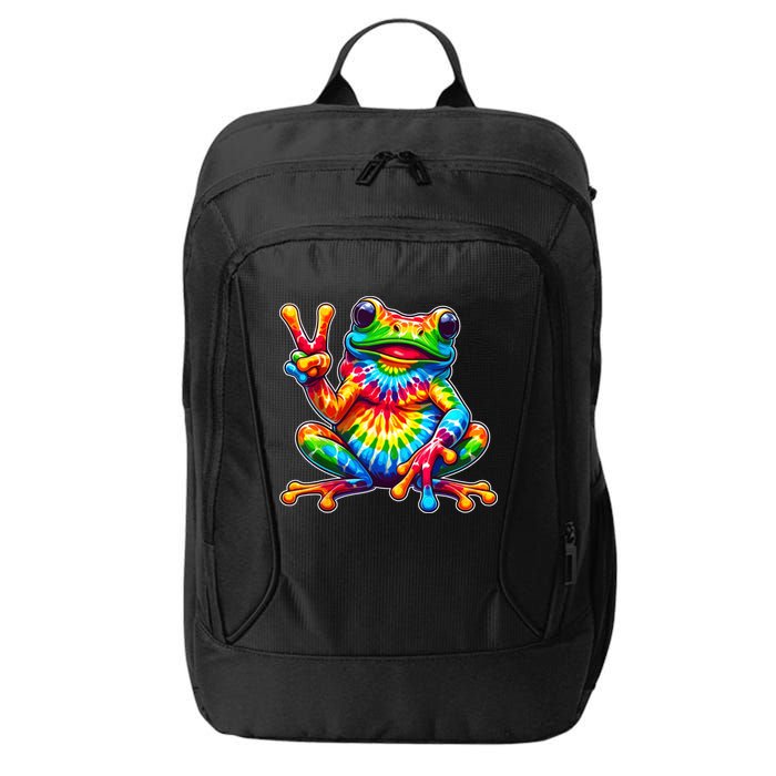 Tie Dye Frog Peace Sign Hippie City Backpack