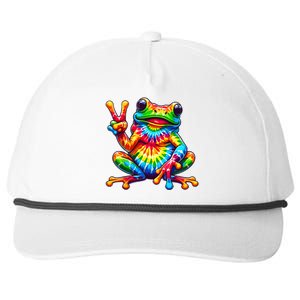 Tie Dye Frog Peace Sign Hippie Snapback Five-Panel Rope Hat