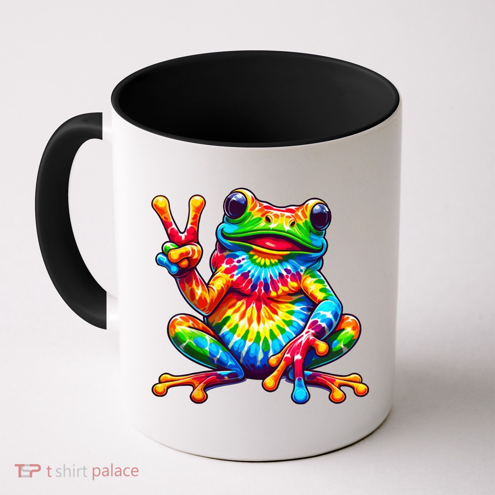 Tie Dye Frog Peace Sign Hippie Mug