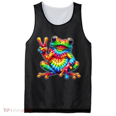 Tie Dye Frog Peace Sign Hippie Mesh Reversible Basketball Jersey Tank