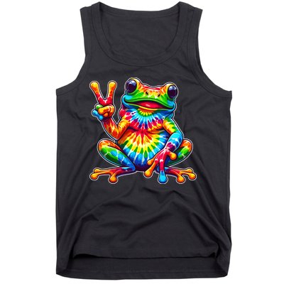 Tie Dye Frog Peace Sign Hippie Tank Top