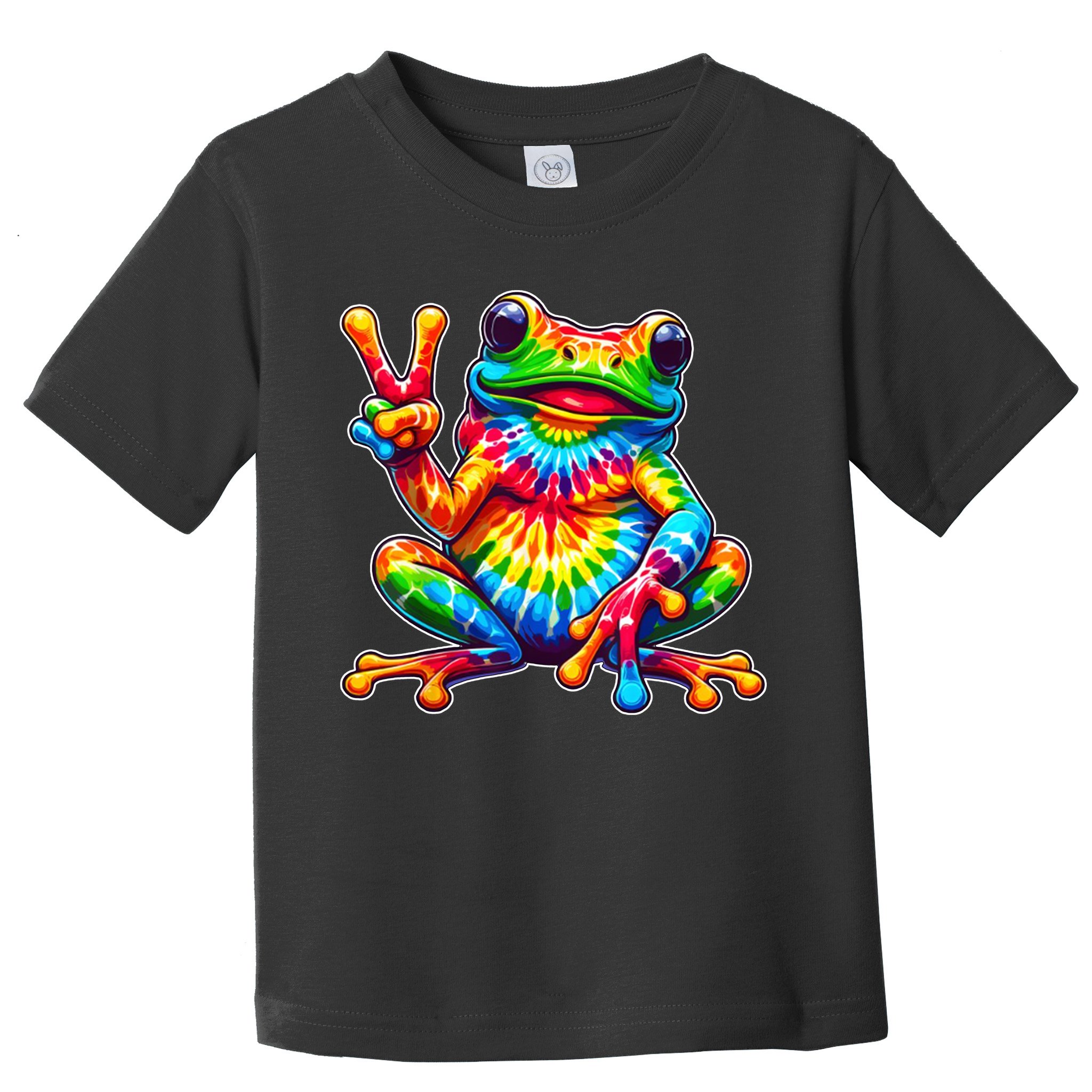 Tie Dye Frog Peace Sign Hippie Toddler T-Shirt