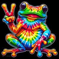 Tie Dye Frog Peace Sign Hippie Women's V-Neck T-Shirt