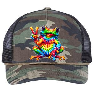 Tie Dye Frog Peace Sign Hippie Retro Rope Trucker Hat Cap