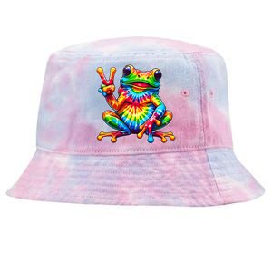 Tie Dye Frog Peace Sign Hippie Tie-Dyed Bucket Hat